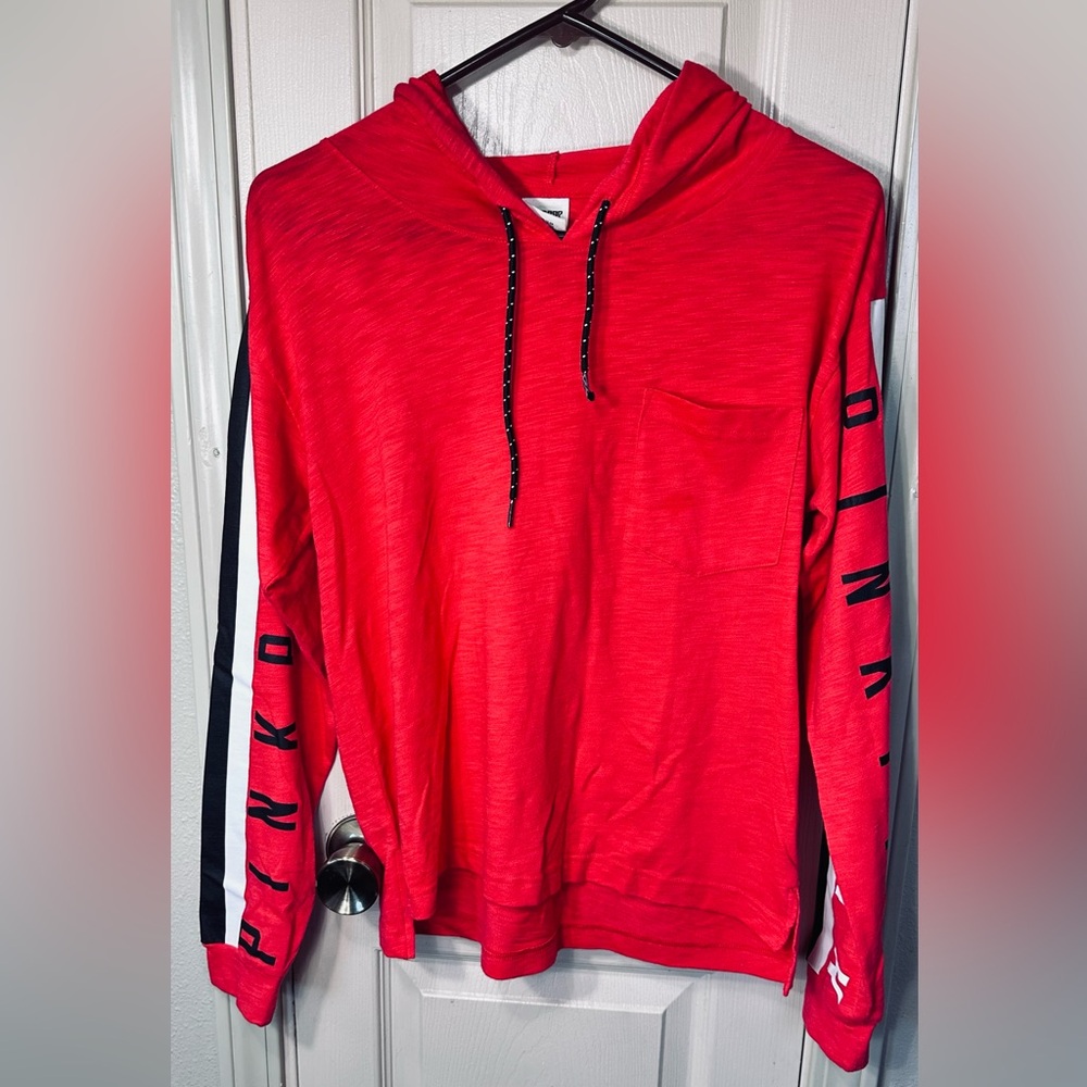 PINK Victoria's Secret Red Hoodie with Black and White Accents